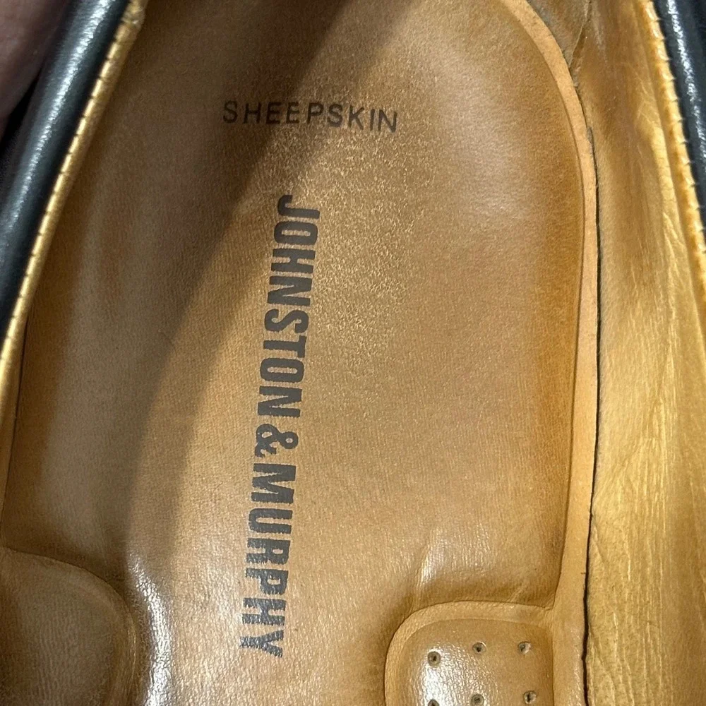 Johnston & Murphy Sheepskin Slip On Dress‎ Shoes Mens Size 13 Black Leather